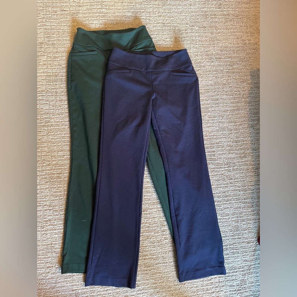 NY & Co Dark Green and Navy Dress Pants Bundle - Small